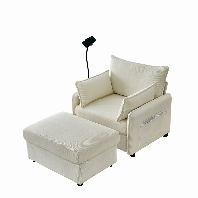 Comfy Oversized Chaise Lounge Chair With Ottoman And Storage by HouseOfZazla