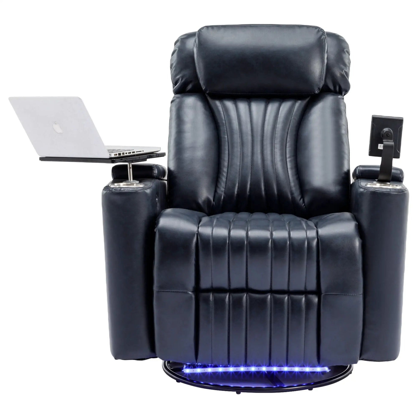 270° Power Swivel Recliner Home Theater Chair With Hidden Arm Storage, LED Light, Cup Holder, And Tray Table by Unique Piece Furniture