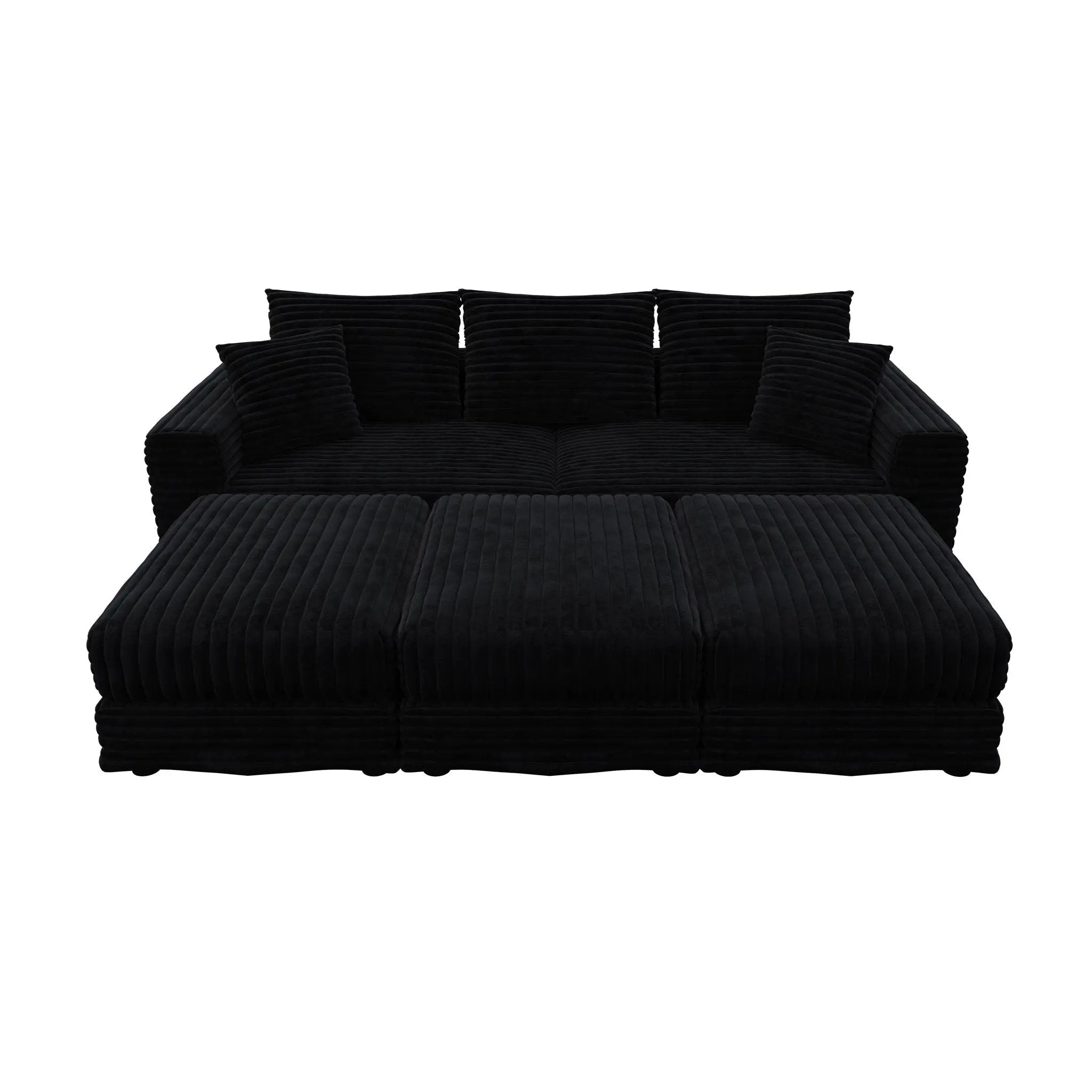 Convertible Deep Seat Sofa With Soft Pillows And Ottomans by HouseOfZazla