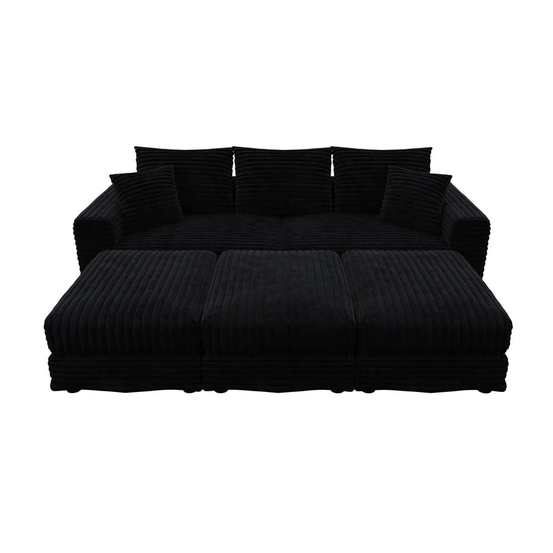 Convertible Deep Seat Sofa With Soft Pillows And Ottomans by HouseOfZazla