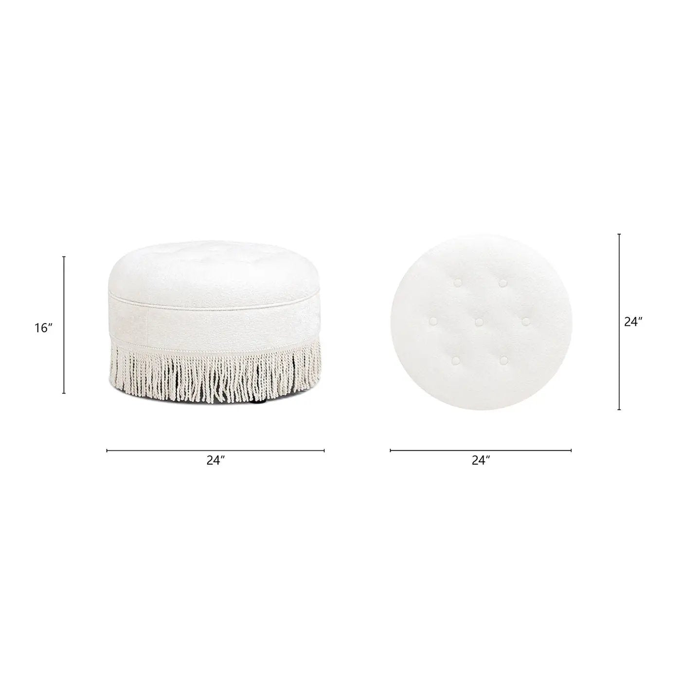 Yolanda - Round Upholstered Accent Ottoman - Almond White by Unique Piece Furniture