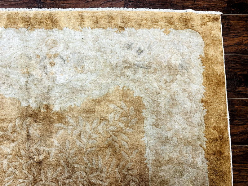 Chinese Peking Rug 5x7, Golden-Tan, Vintage Chinese Wool Carpet by Jewel Rugs