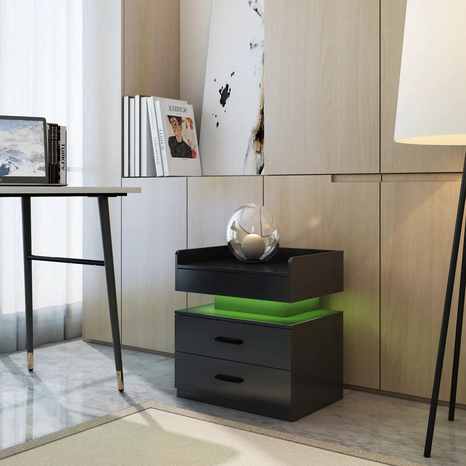 1 Set Nightstand with Adjustable LED Strip Light by HouseOfZazla