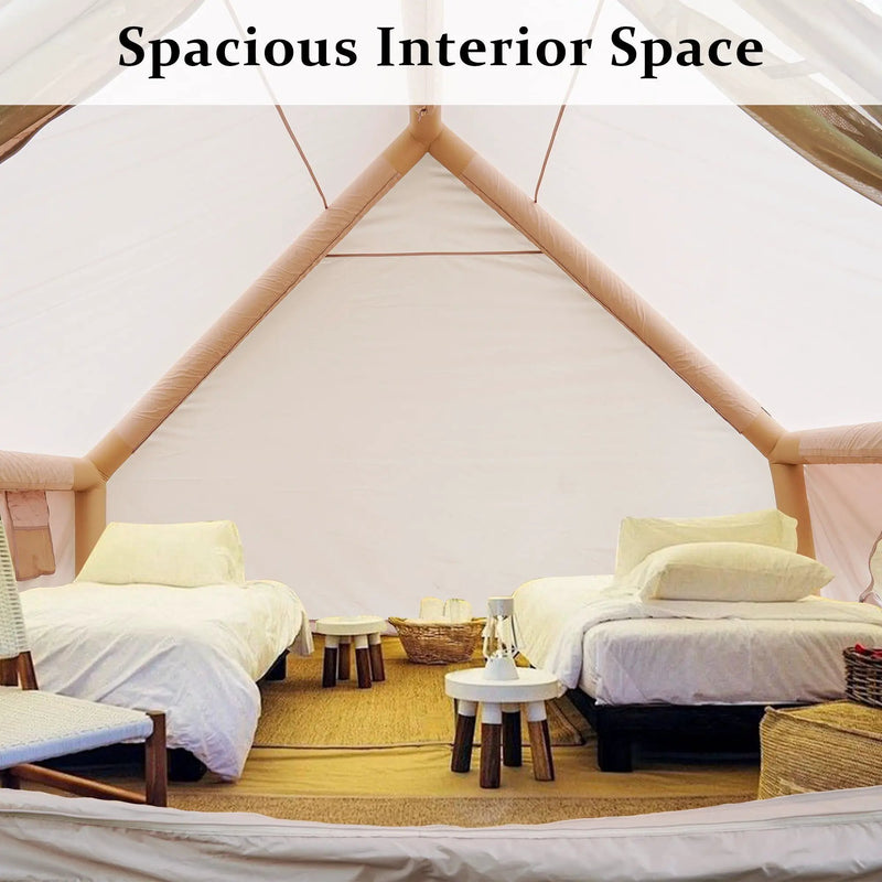 Inflatable Glamping Tent For 4 - 6 People, Waterproof Outdoor Tent With Pump - Khaki by HouseOfZazla