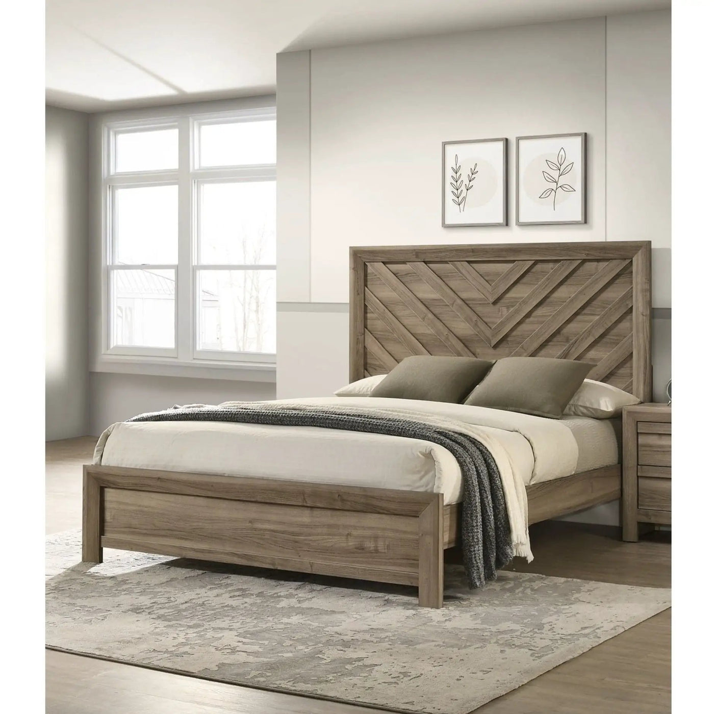 Modern Chevron Patterned Headboard Bed by Unique Piece Furniture
