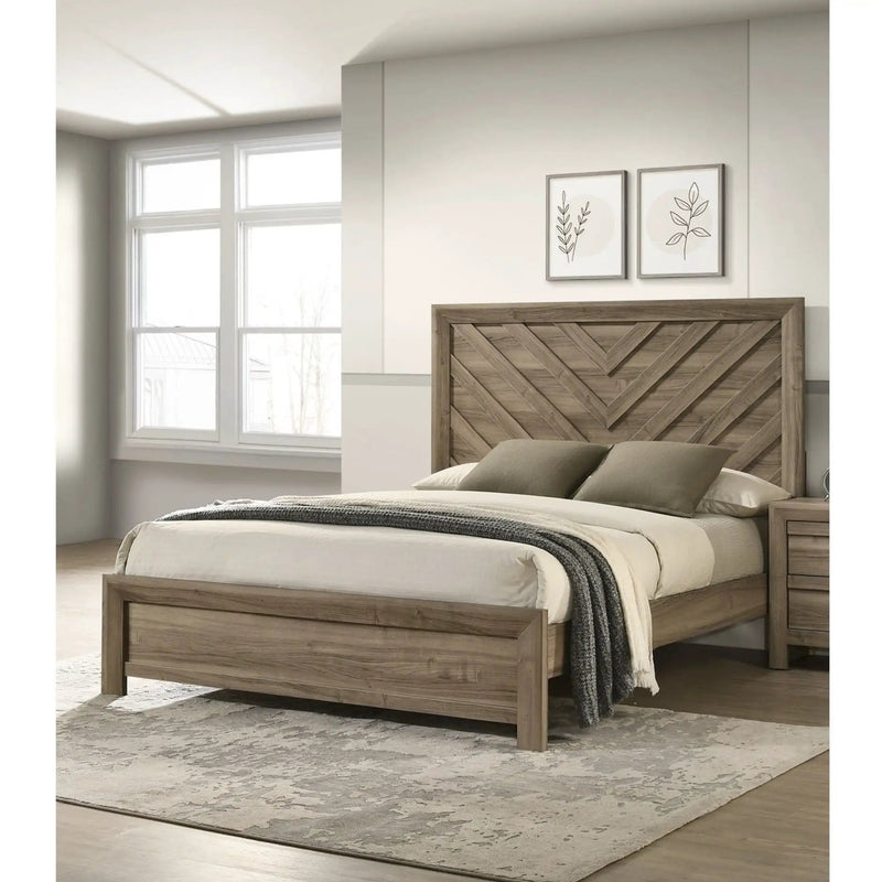Modern Chevron Patterned Headboard Bed by Unique Piece Furniture