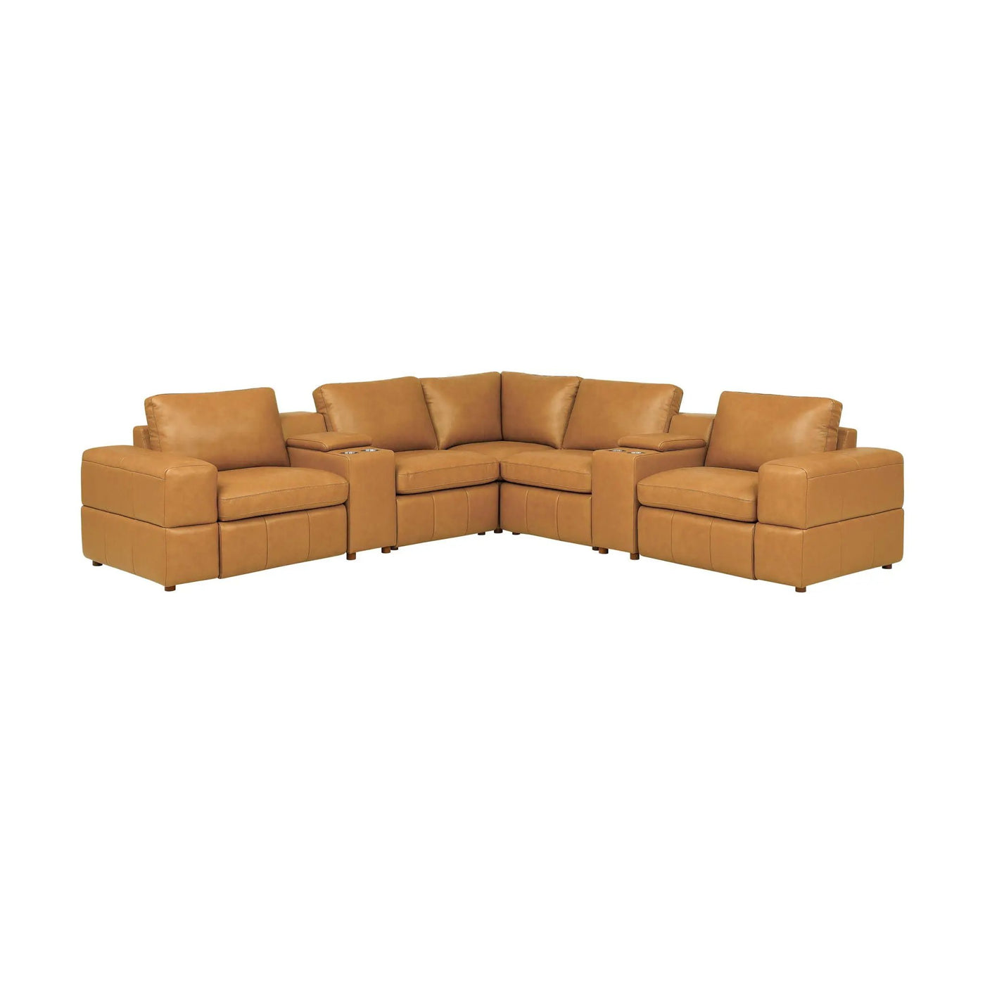 Upholstered Large Arms Sectional With Recliner Seats by Unique Piece Furniture