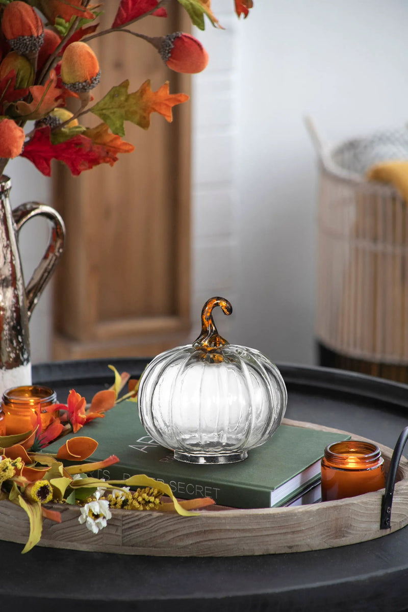 Set of 4 Clear Glass Pumpkin Decor by HouseOfZazla