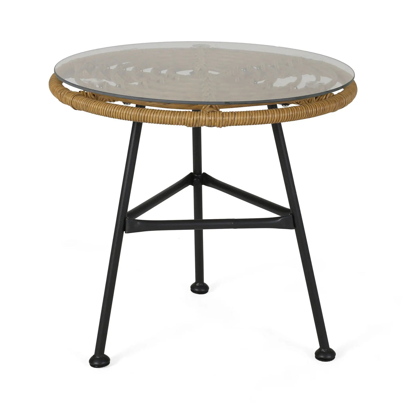 Petrichor Outdoor Side Table with Tempered Glass and Steel Frame by HouseOfZazla