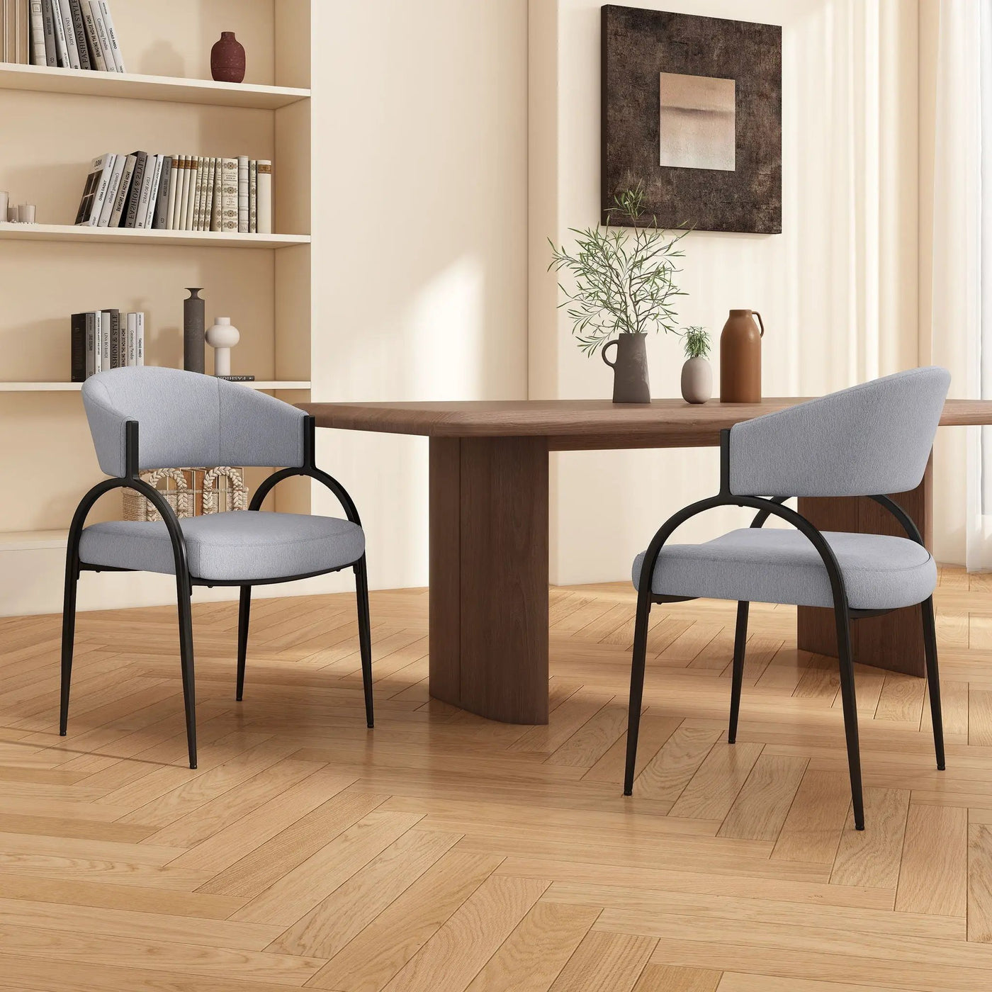 Contemporary Upholstered Dining Chairs With Metal Legs (Set of 2) by HouseOfZazla