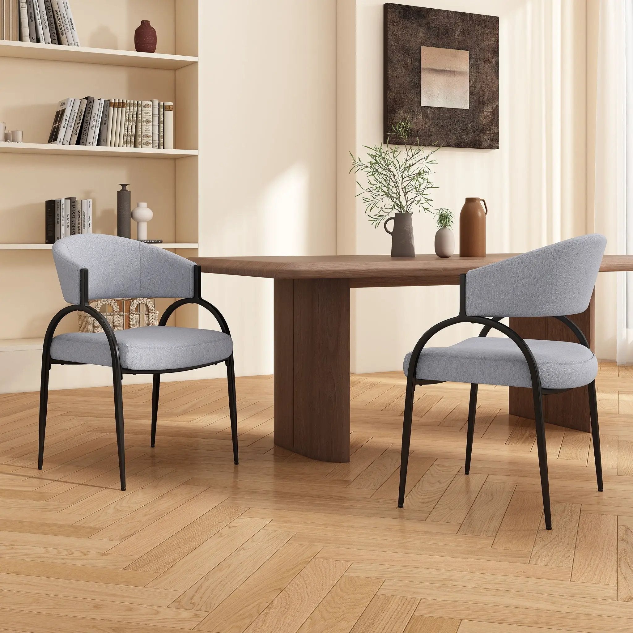 Contemporary Upholstered Dining Chairs With Metal Legs (Set of 2) by HouseOfZazla