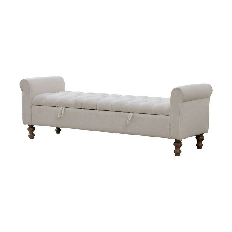 Modern Upholstered Storage Bench With Rolled Armrests] by HouseOfZazla