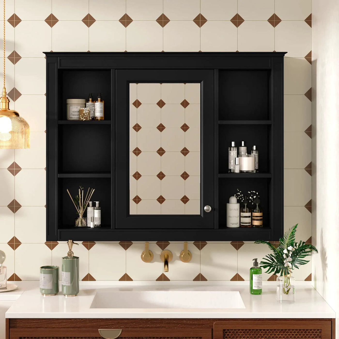 Wall Mounted Medicine Cabinet With Mirror, Storage Cabinet Featuring 6 Open Shelves And Adjustable Interior by HouseOfZazla