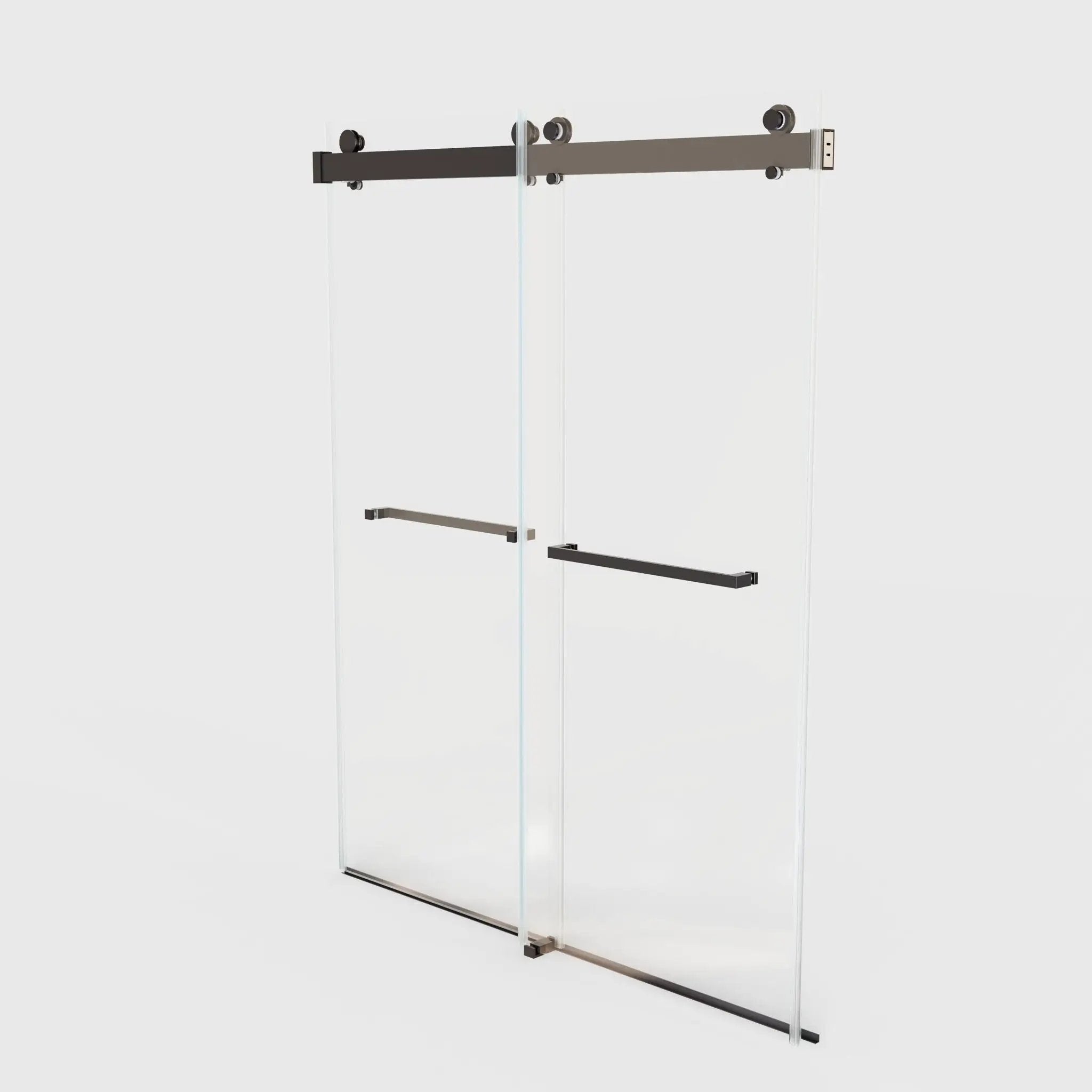 Frameless Double Sliding Soft-Close Shower Door, 3 / 8" (10Mm) Thick SGCC Tempered Glass Door, Matte by HouseOfZazla