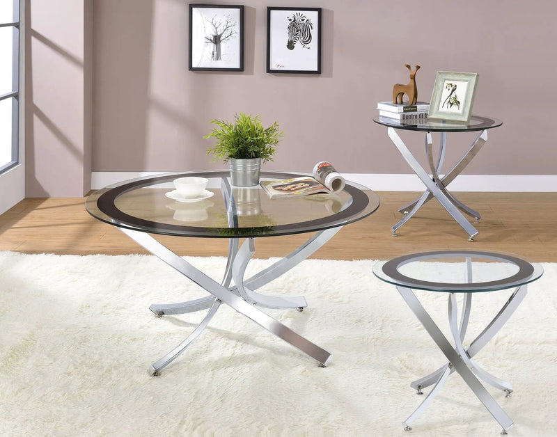 Brooke 3-piece Round Coffee and End Table Set Chrome by Unique Piece Furniture