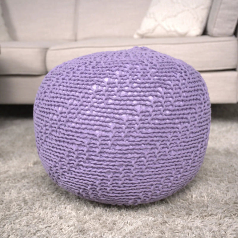 Bordeaux - Knitted Round Pouf Ottoman by Unique Piece Furniture