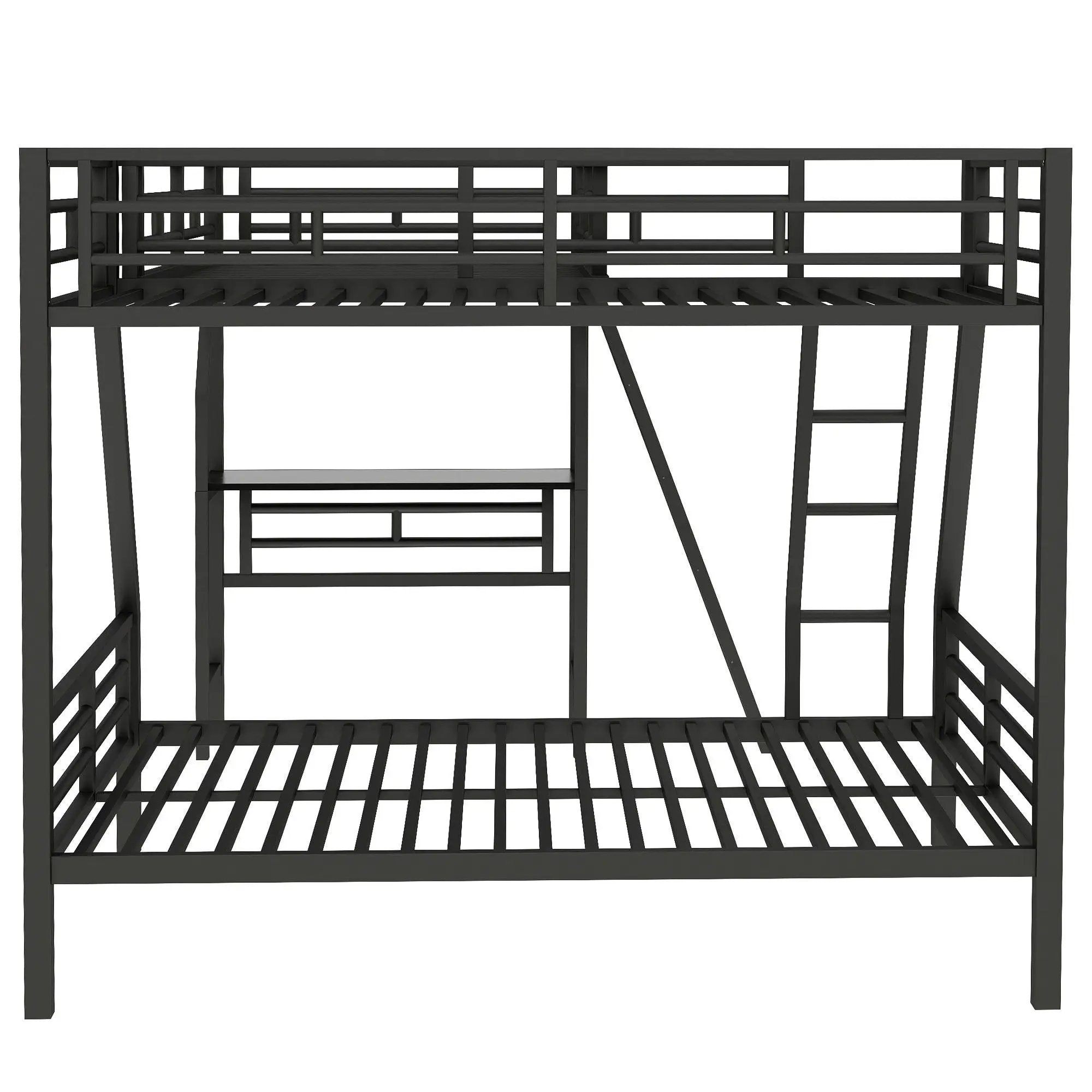 Twin Over Full Bunk Bed With Loft And Desk, L-Shaped Design For 3 Sleepers - Black by Unique Piece Furniture