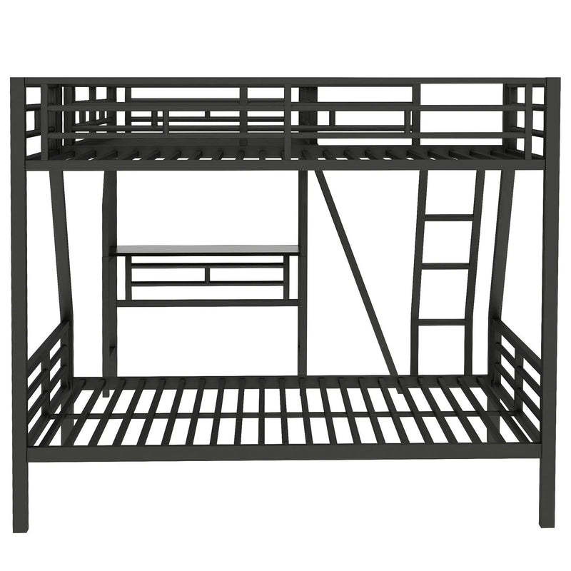 Twin Over Full Bunk Bed With Loft And Desk, L-Shaped Design For 3 Sleepers - Black by Unique Piece Furniture