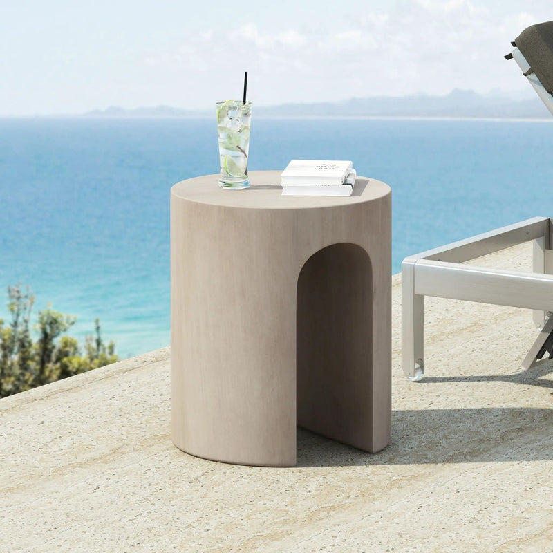 Outdoor Round With U Shape Side Table - Light Gray by HouseOfZazla