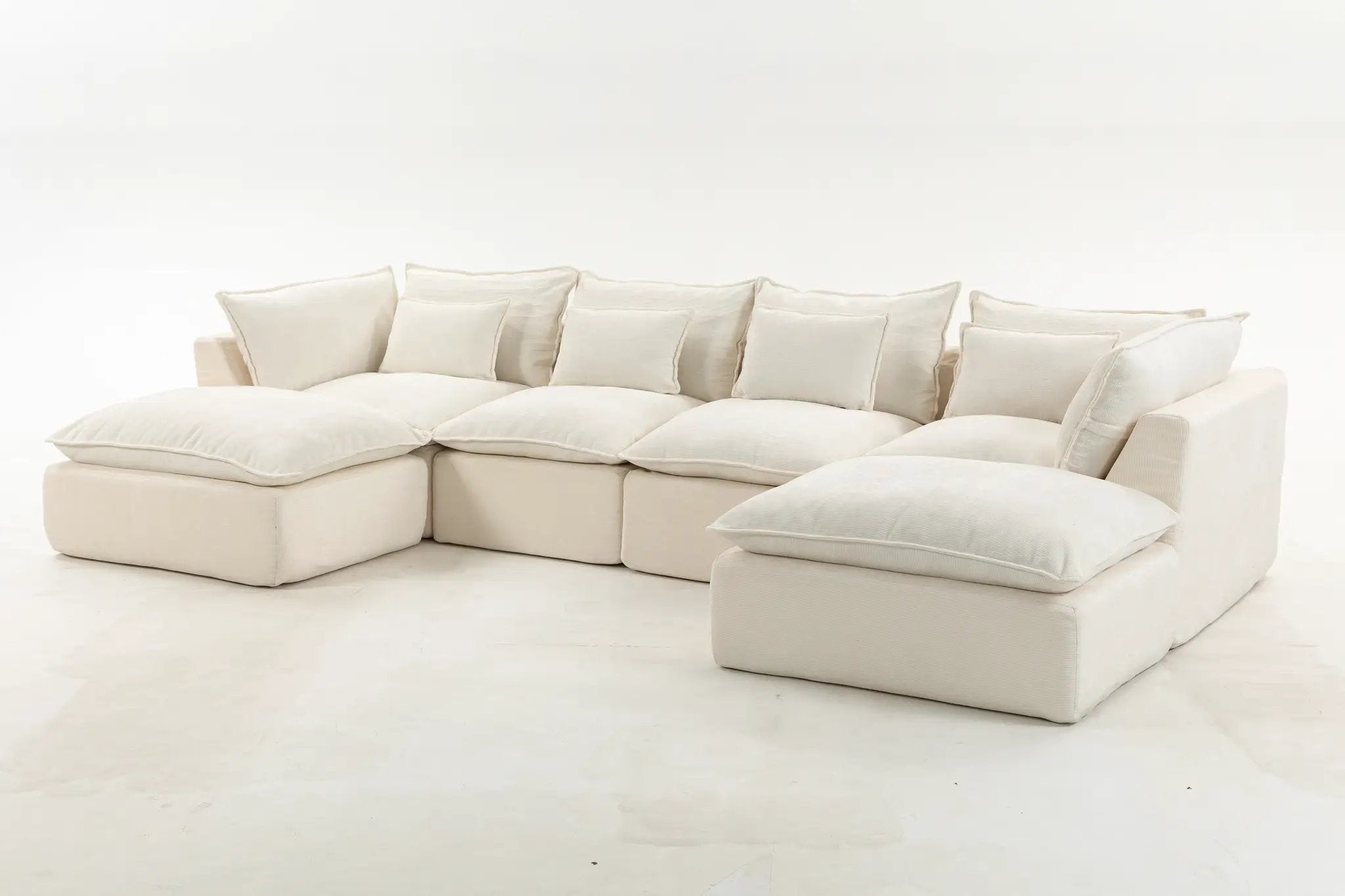 129.8" Width Cloud Couch Oversized Modular Sectional Sofa by HouseOfZazla