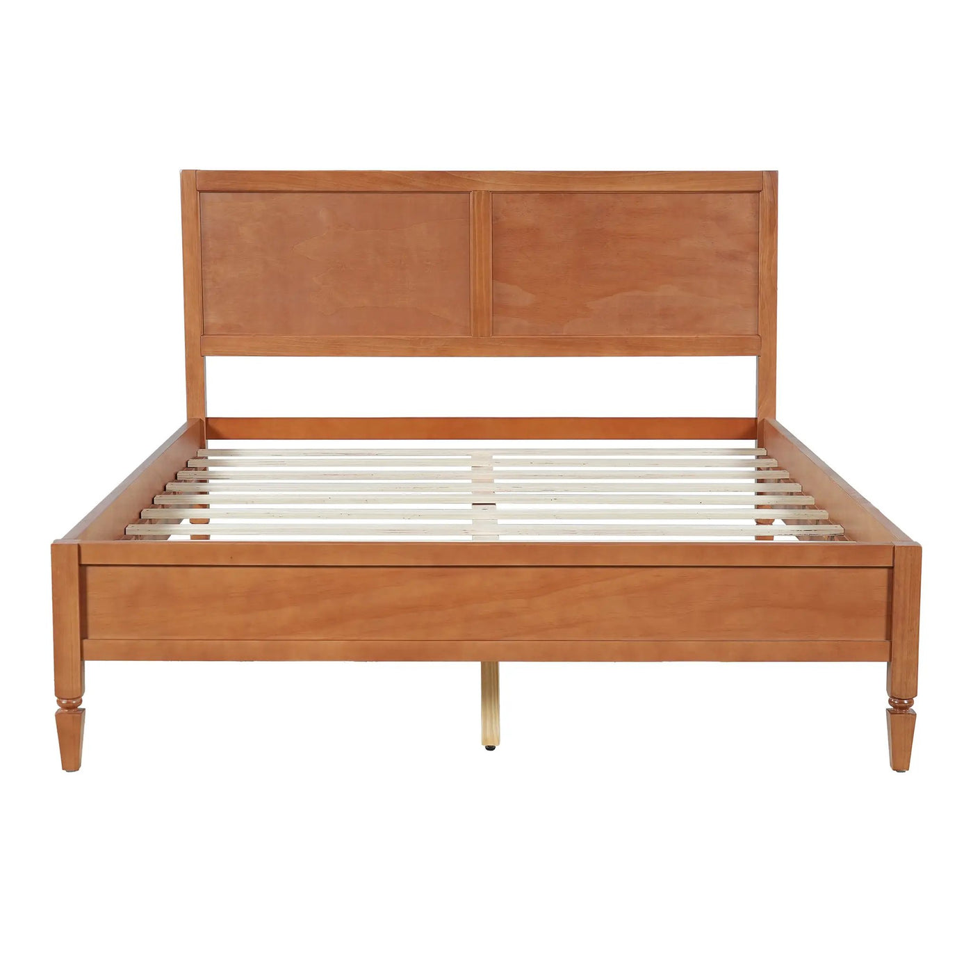 Queen Size Wood Platform Bed Frame with Classic Panel Headboard by HouseOfZazla