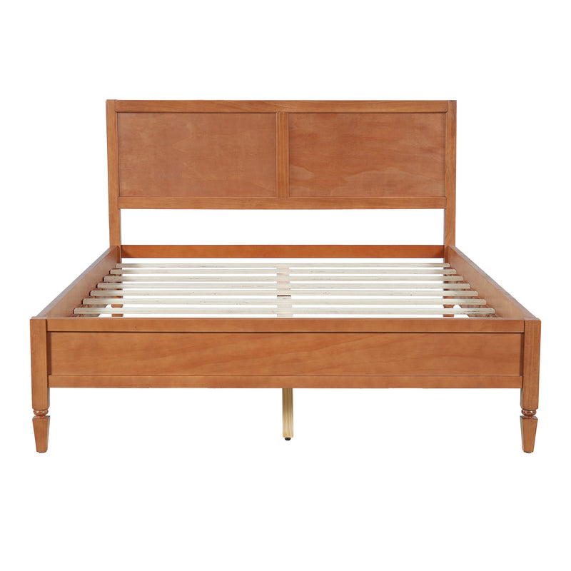 Queen Size Wood Platform Bed Frame with Classic Panel Headboard by HouseOfZazla