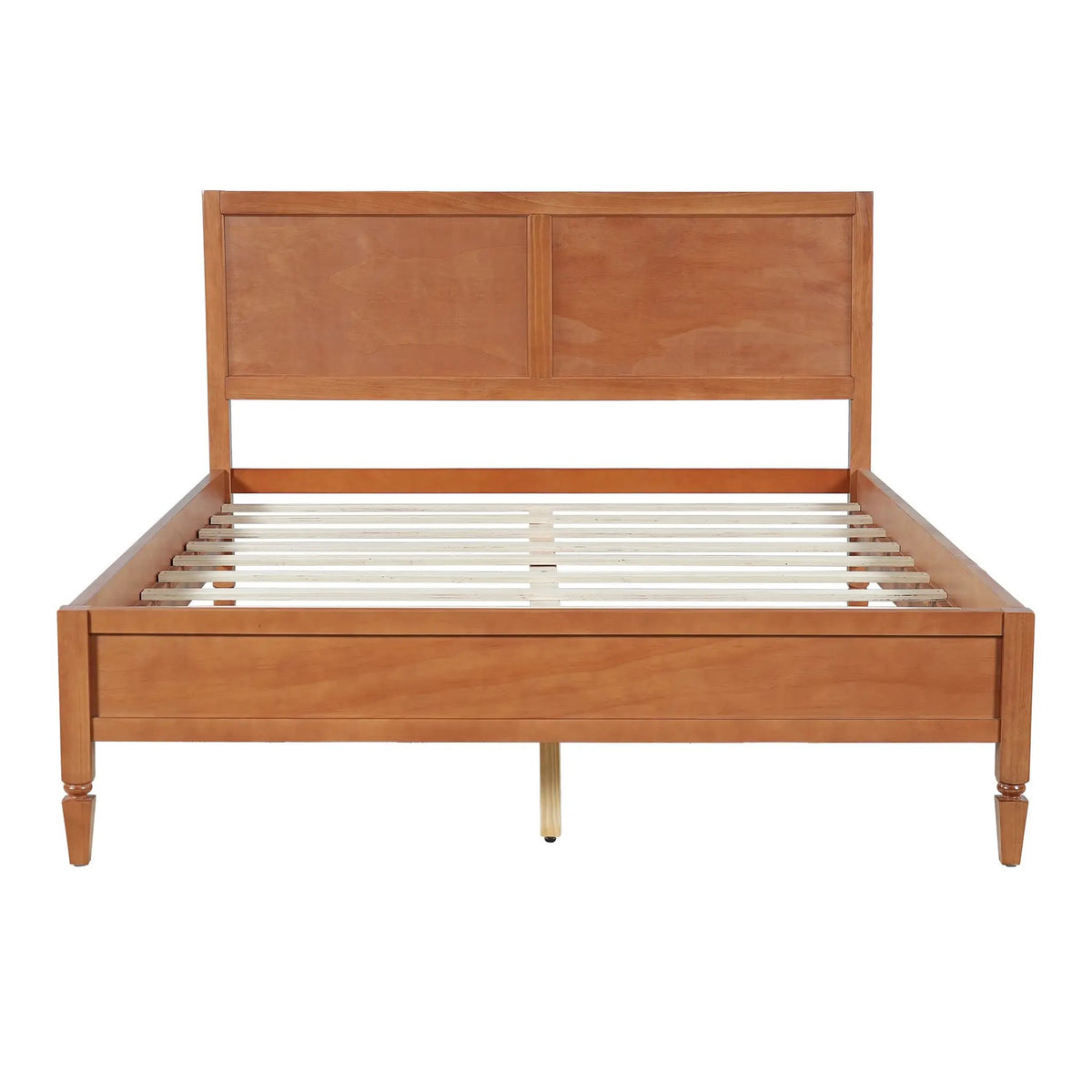 Queen Size Wood Platform Bed Frame with Classic Panel Headboard by HouseOfZazla