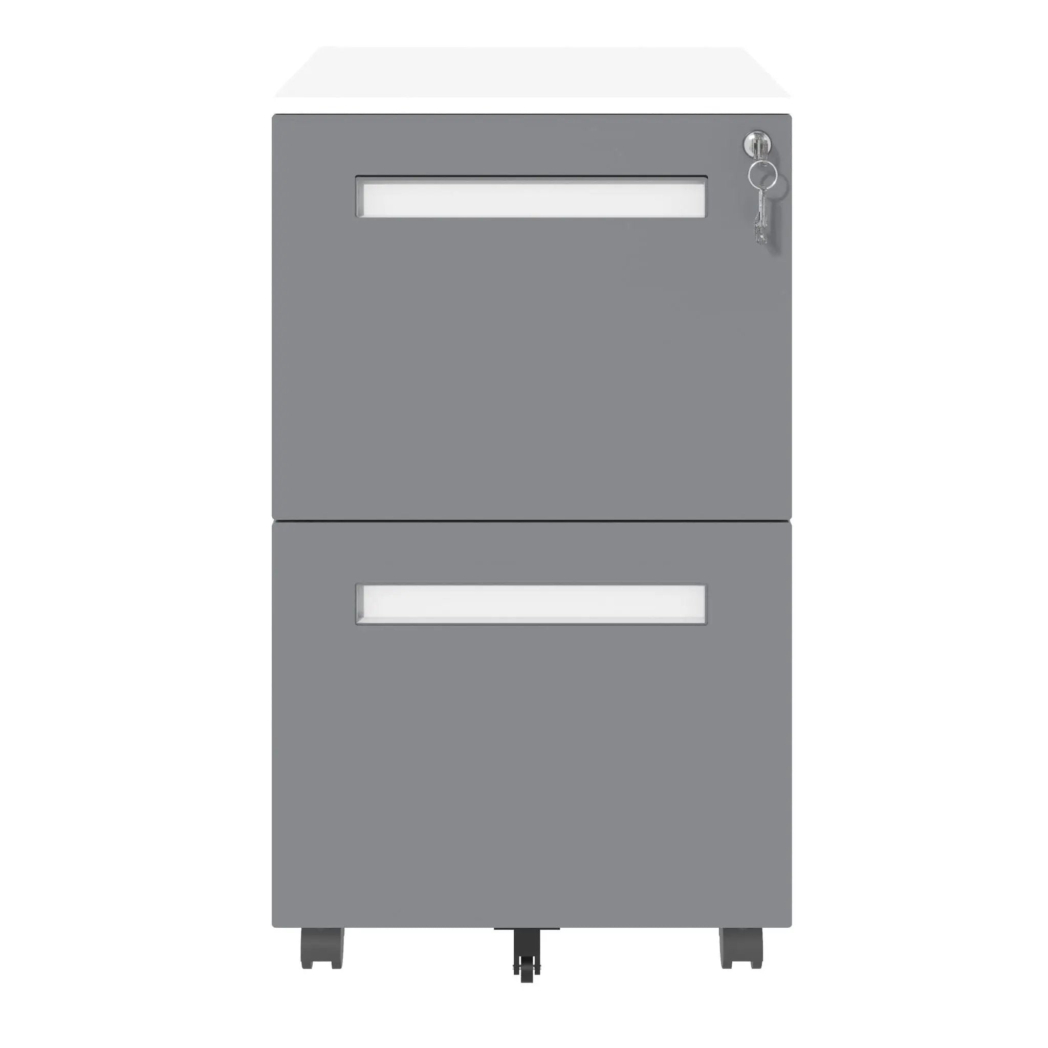 2-Drawer Mobile File Cabinet With Lock,On 360° Wheels, Holds A4/Letter/Legal Files - White by HouseOfZazla