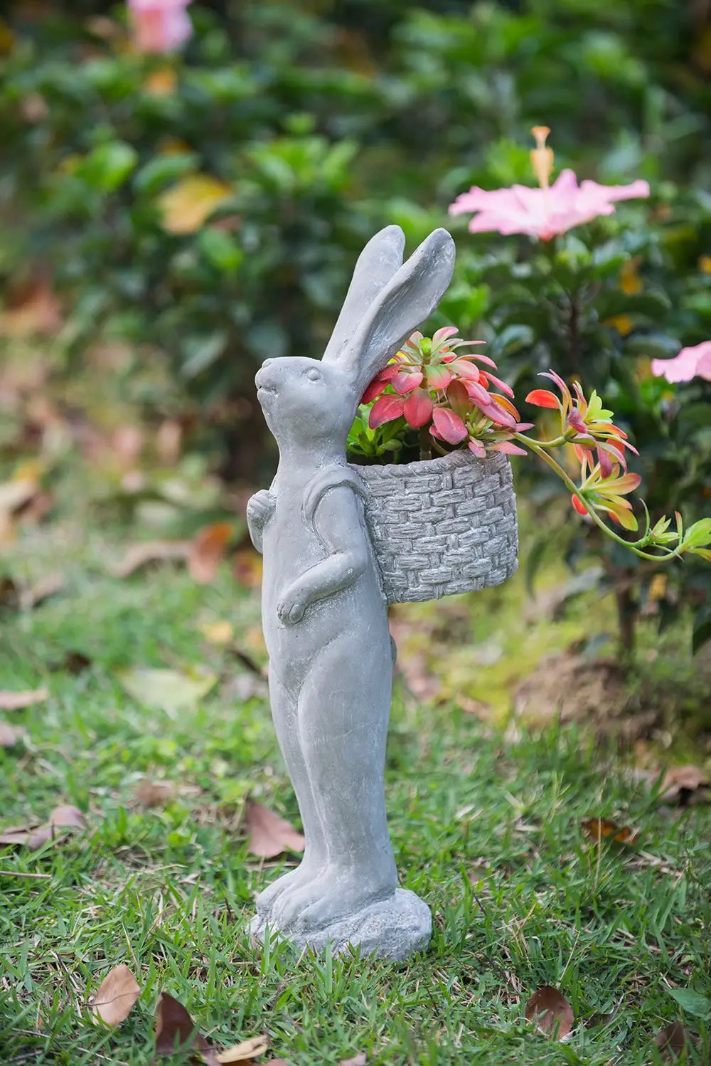 8.5x5.5x19.5" Tall Cement Rabbit Planter by HouseOfZazla