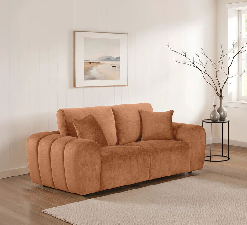 Burnett Chenille Upholstered Wide Arm Loveseat Burnt Orange by Unique Piece Furniture