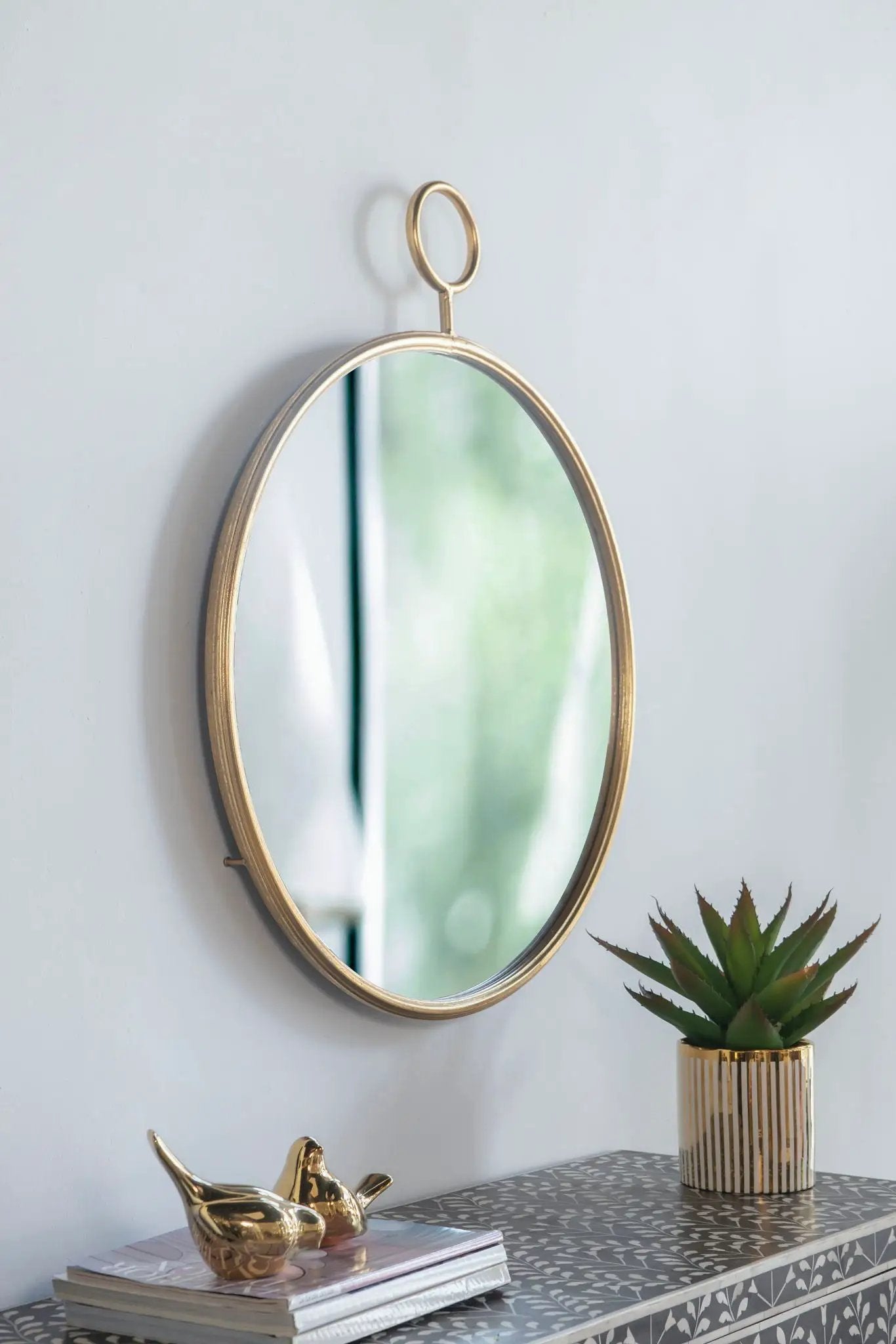 Circle Wall Mirror With Iron Frame, Accent Mirror For Living Room by HouseOfZazla