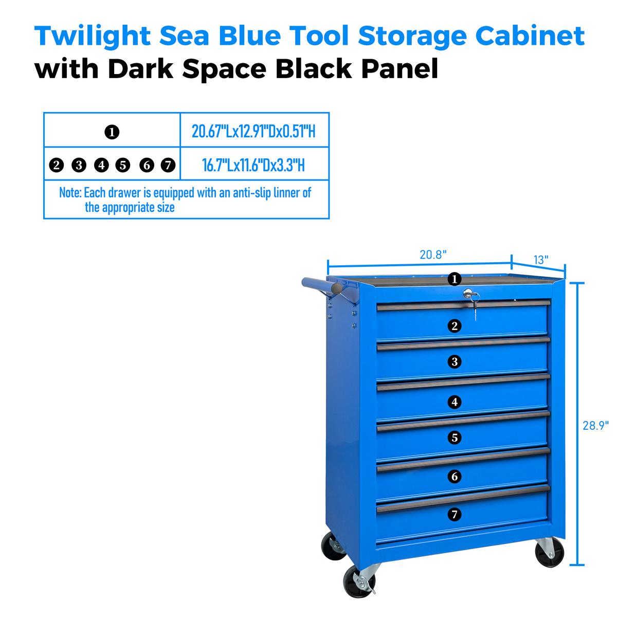 Rolling Metal Tool Chest with 6 Drawers - Blue by HouseOfZazla