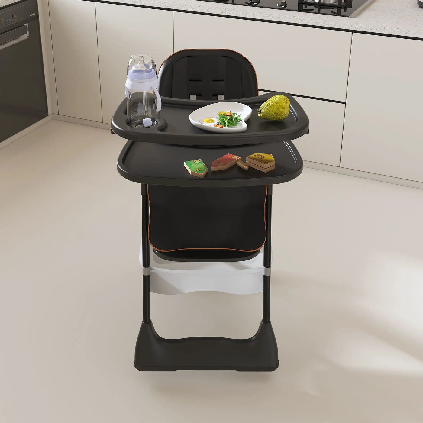 Adjustable Baby High Chair 0-6 Years, Portable Infant Feeding Seat With Safety Belt, Silent Lockable Wheels by Unique Piece Furniture