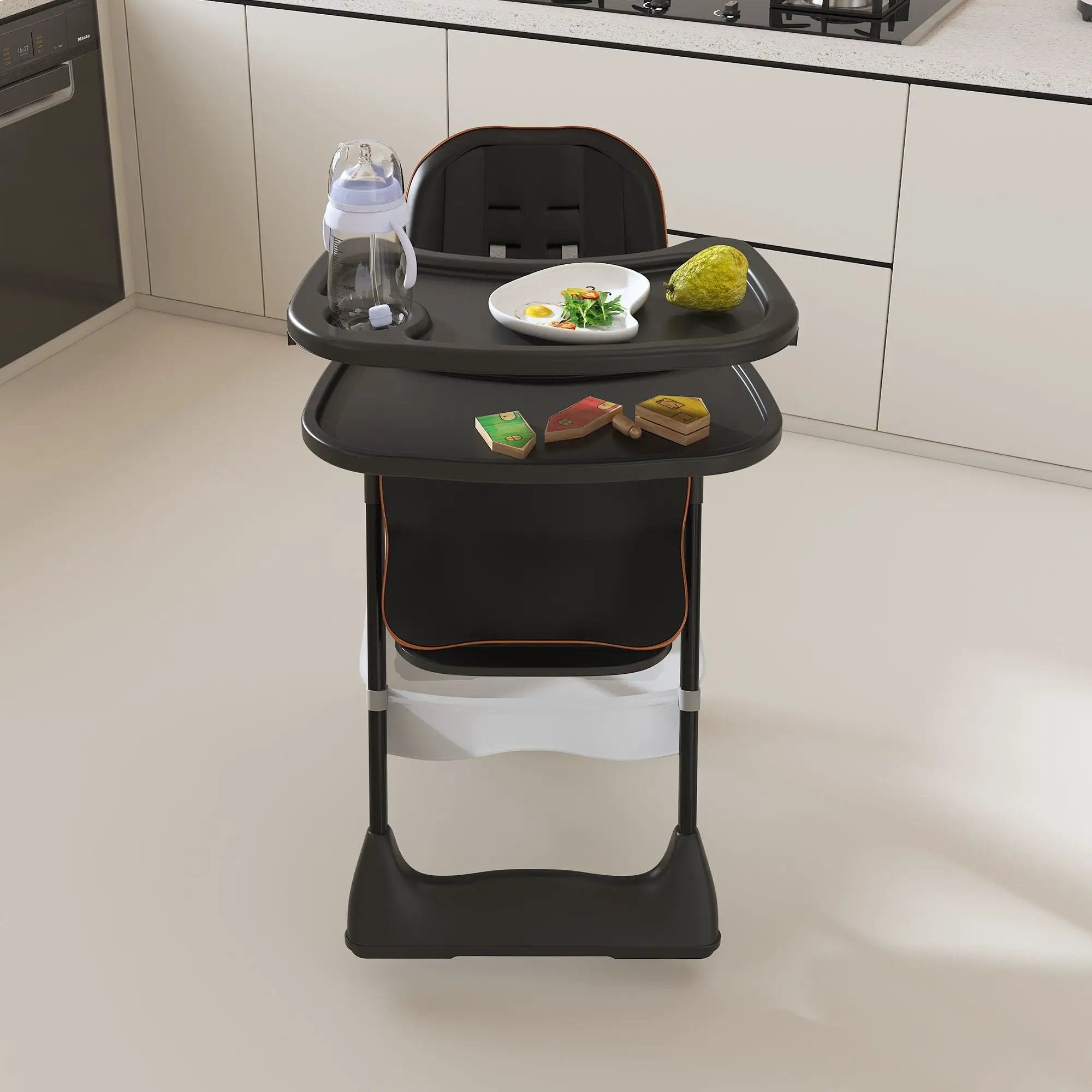 Adjustable Baby High Chair 0-6 Years, Portable Infant Feeding Seat With Safety Belt, Silent Lockable Wheels by Unique Piece Furniture