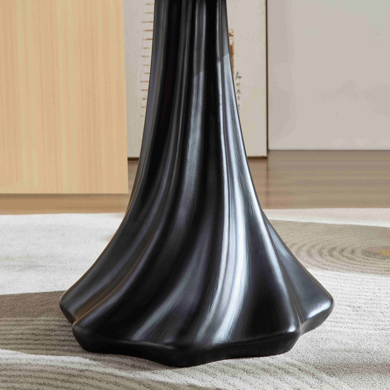 Sculptural Round Dining Table Petal Shape Root Texture For Dining Room - Black by HouseOfZazla