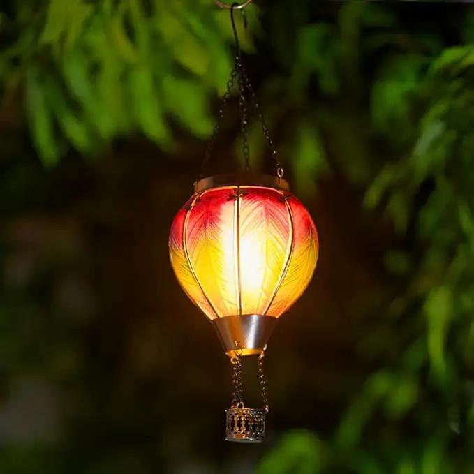 DREAMSOUL Hot Air Balloon Solar Lantern, Glass Outdoor Lantern Hanging Solar Lanterns Outdoor Waterproof for Patio Porch Garden Decor by GreenHaven Gardens