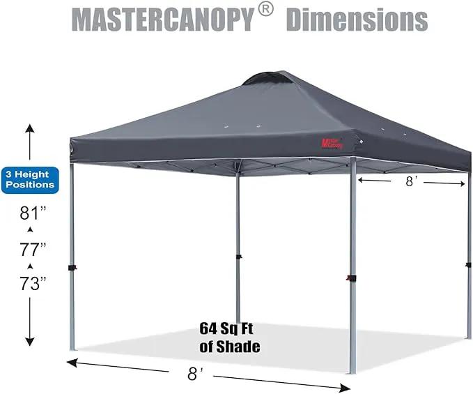 MASTERCANOPY Durable Pop-up Canopy Tent with Roller Bag (8x8, Dark Grey) by GreenHaven Gardens