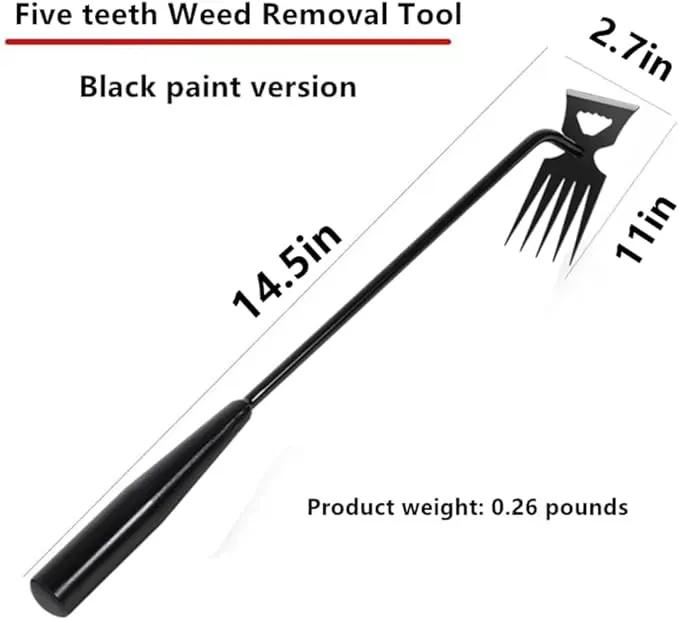 Weed Removal Tool, 2025 New Garden Weeding Tools Manganese Steel Hand Weeder Tool with Handle, 5 Teethes Dual Purpose Manual Weeders Tool Weed Pulling Tool for Garden (Black) by GreenHaven Gardens