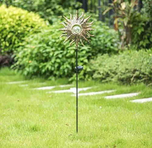 TAKE ME Sun Solar Lights Garden Outdoor Waterproof Metal Decorative Stakes for Patio Yard Walkway LawnPatio Mothers Day Gifts Mom Wife Grandma (Sun) by GreenHaven Gardens