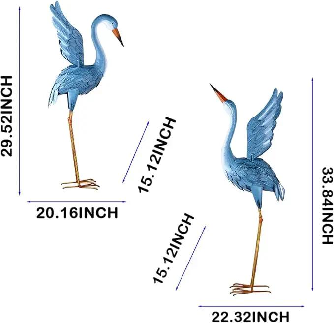 Garden Crane Statue Animal Sculpture Standing Metal Crane Garden Decoration Metal Yard Art for Yard Outdoor Indoor Decoration Set of 2 by GreenHaven Gardens