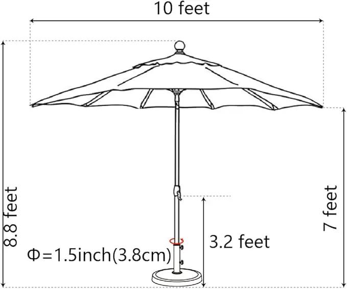 EliteShade USA 10-Year-Non-Fading 10Ft Market Umbrella Patio Umbrella Outdoor Table Umbrella with Ventilation, Logo Red by GreenHaven Gardens