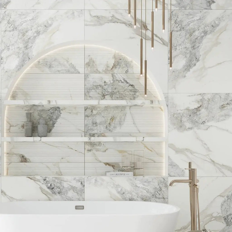 Soft White with Light Gray 32x32 Matte Square Porcelain Large Format Tile (2 pack, 13.78 sq ft/case) by Apollo Tile