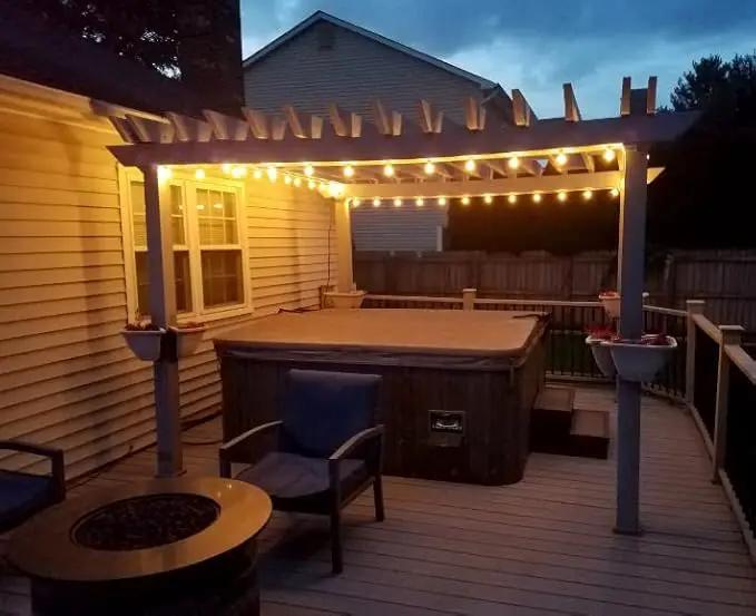 Novelty Lights 100 Feet G40 LED Patio String Lights with 67 Bulbs, Warm White, Weather Resistant and Shatterproof Replaceable Plastic Globe Bulbs, White Wire by GreenHaven Gardens
