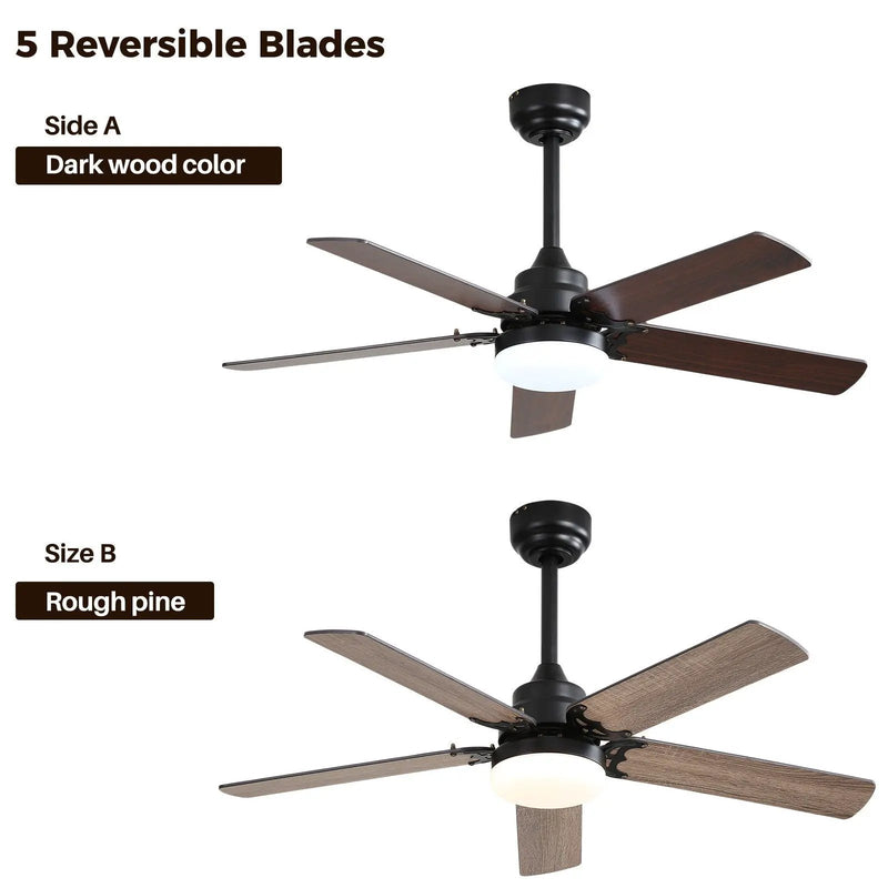 Modern Ceiling Fan With 3 Color Dimmable Light 5 Blades Remote Control Reversible Dc Motor For Bedroom - Black by Unique Piece Furniture