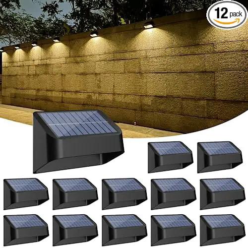 Brighter Solar Fence Lights,Solar Lights Outdoor Waterproof,Warm White and RGB 8 Colors,Dusk to Dawn Deck Light, Outdoor Lighting for Backyard/Railing/Wall/Step/Patio（12 Pack） by GreenHaven Gardens