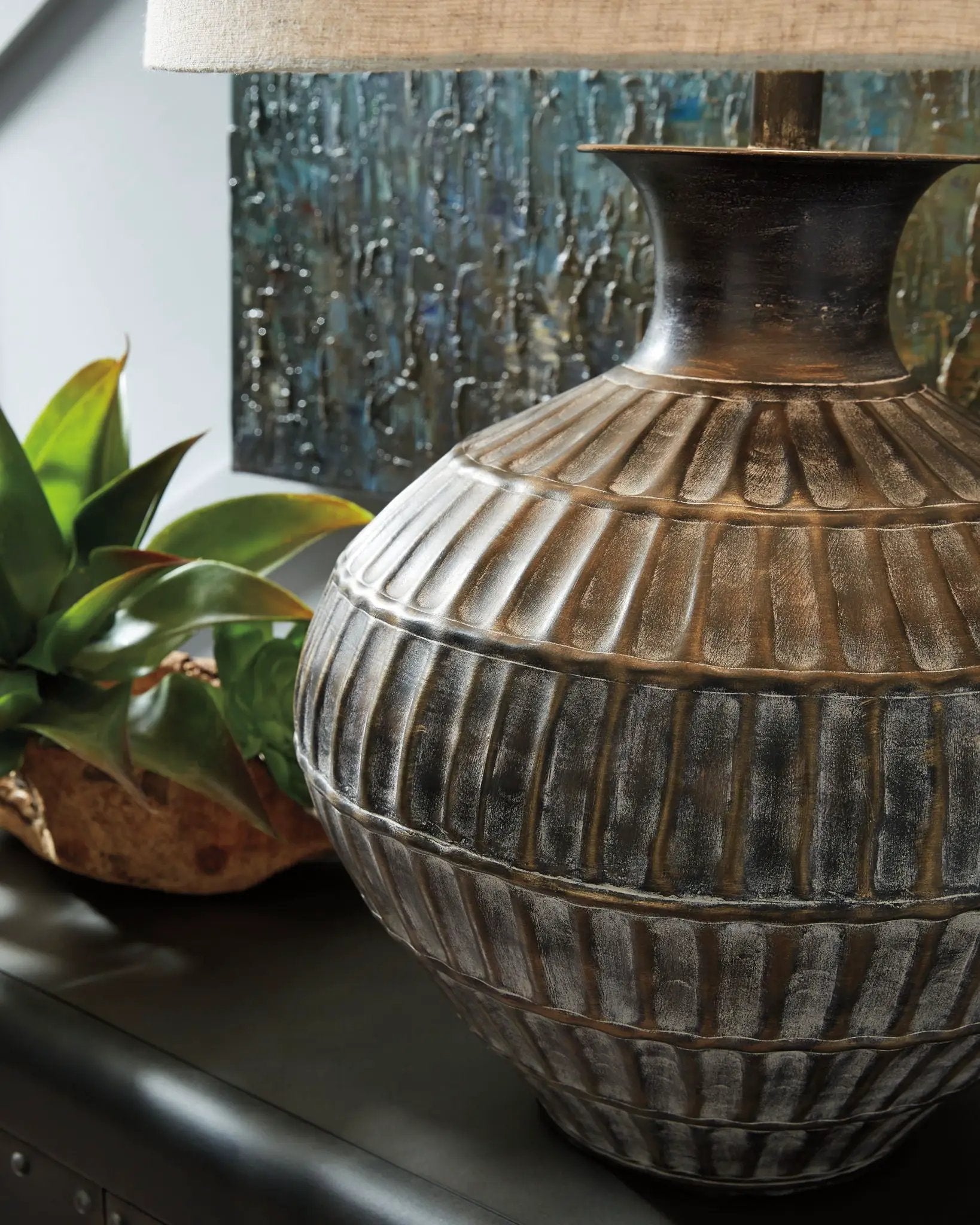 Magan - Metal Table Lamp - Antique Bronze Finish by Unique Piece Furniture
