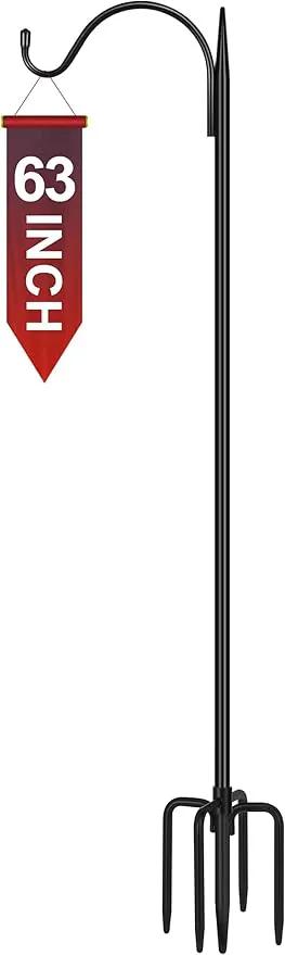 Gtongoko Adjustable 63 inch Shepherds Hooks for Outdoor Bird Feeder with 5 Prongs, Bird Feeder Pole Garden Hooks for Hanging Lanterns, Plants Baskets, Hummingbird Feeders, 1 Pack by GreenHaven Gardens