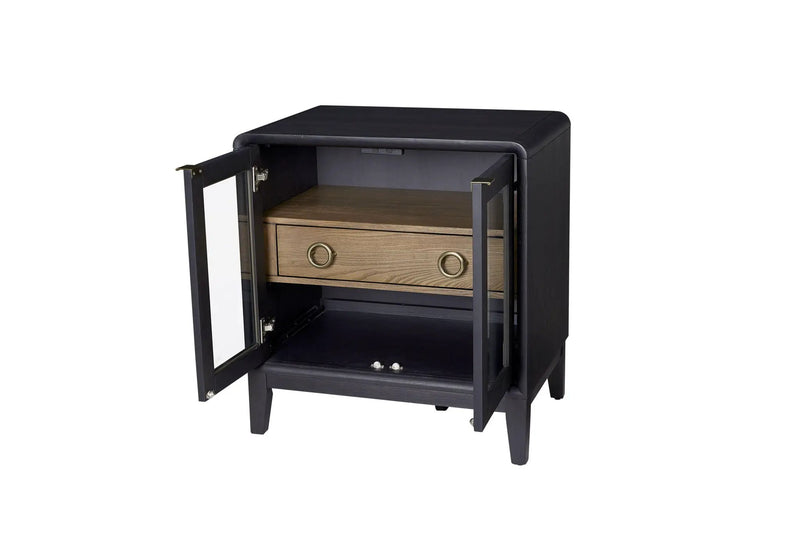 Glass Door Nightstand - Black by Unique Piece Furniture