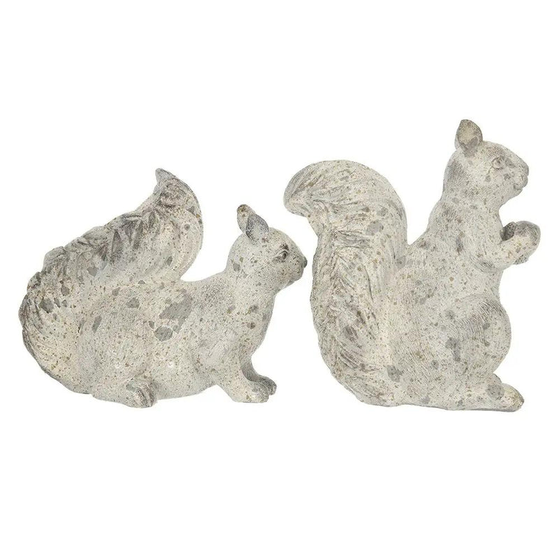 Resin Standing & Lying Down Squirrel Rustic, For Harvest Festival Fall Festival & Thanksgiving Table Decorations (Set of 2) - Antique Cream by HouseOfZazla