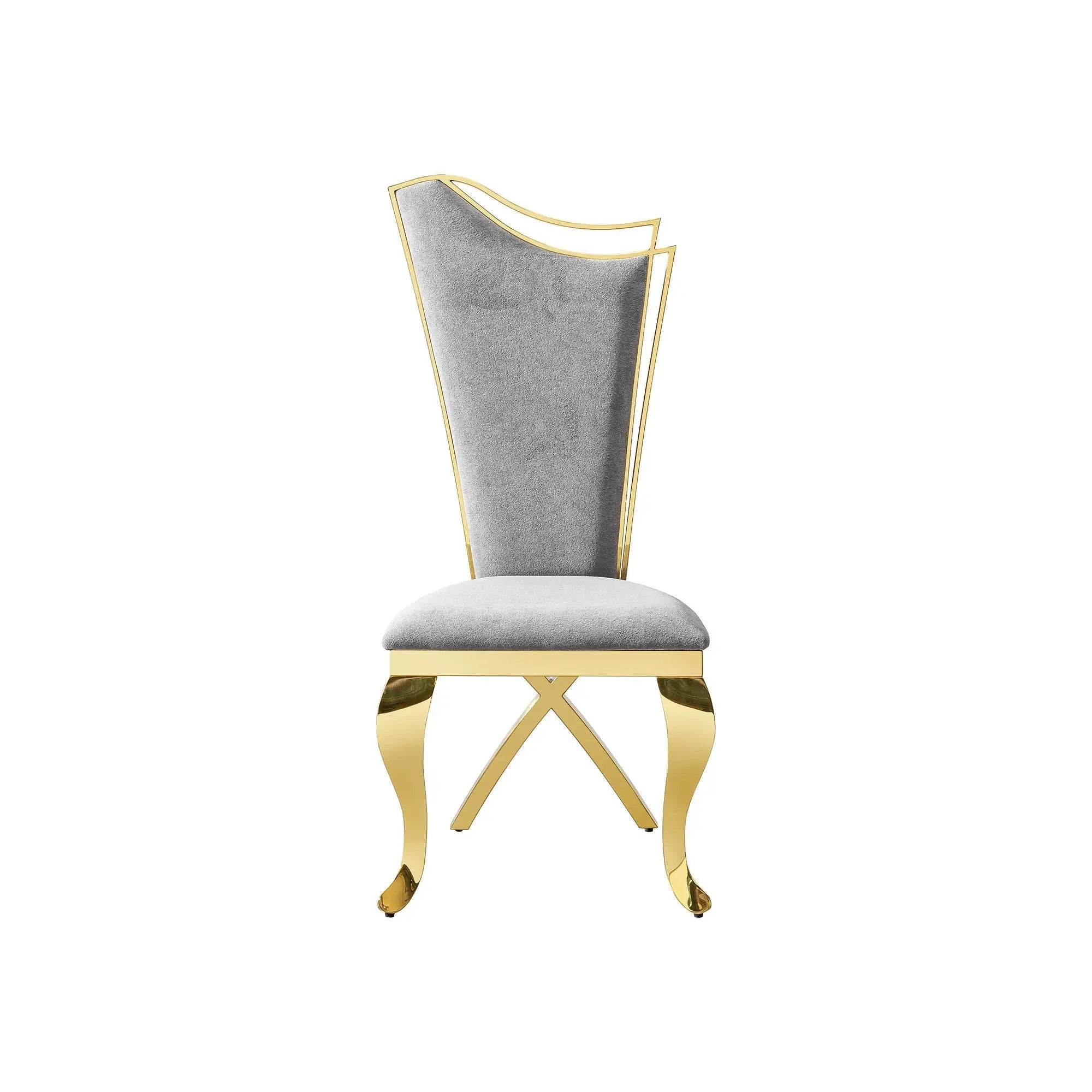 Gorgeous Streamlined High Back Fabric Stainless Steel Dining Chair (Set of 2) - Gold / Gray by HouseOfZazla